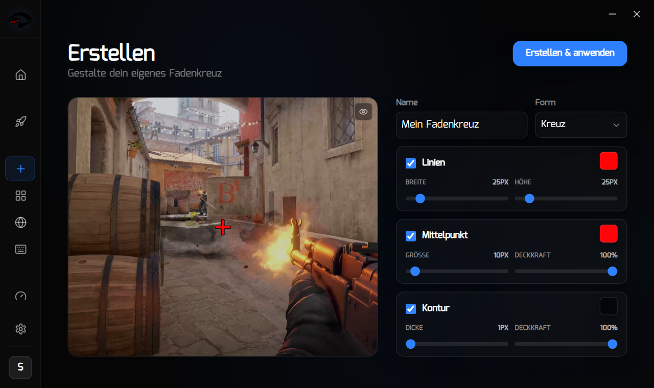 Ein eigenes Fadenkreuz im RIP Reticle Editor benennen