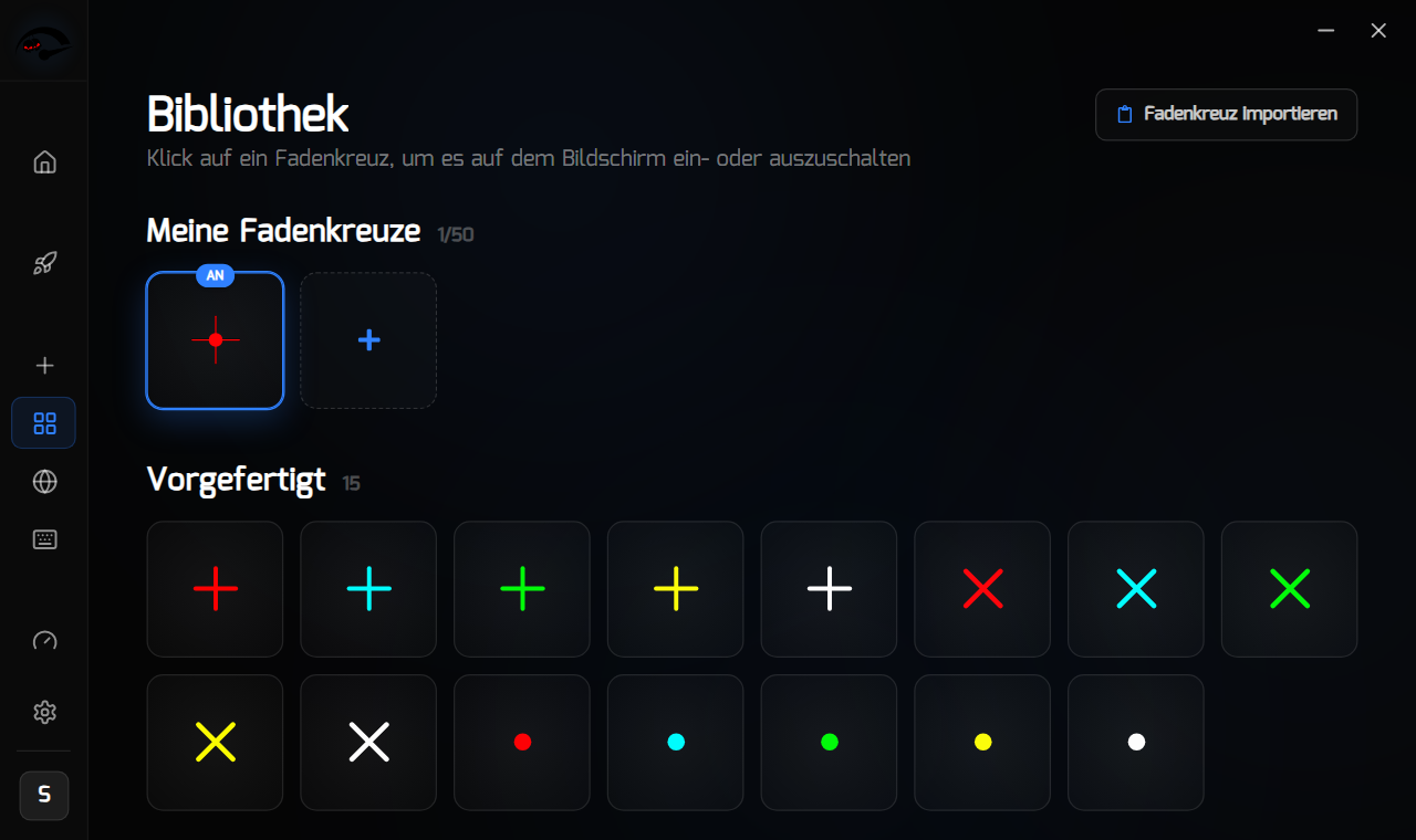 Das fertige Fadenkreuz aktiv in der RIP Reticle Library