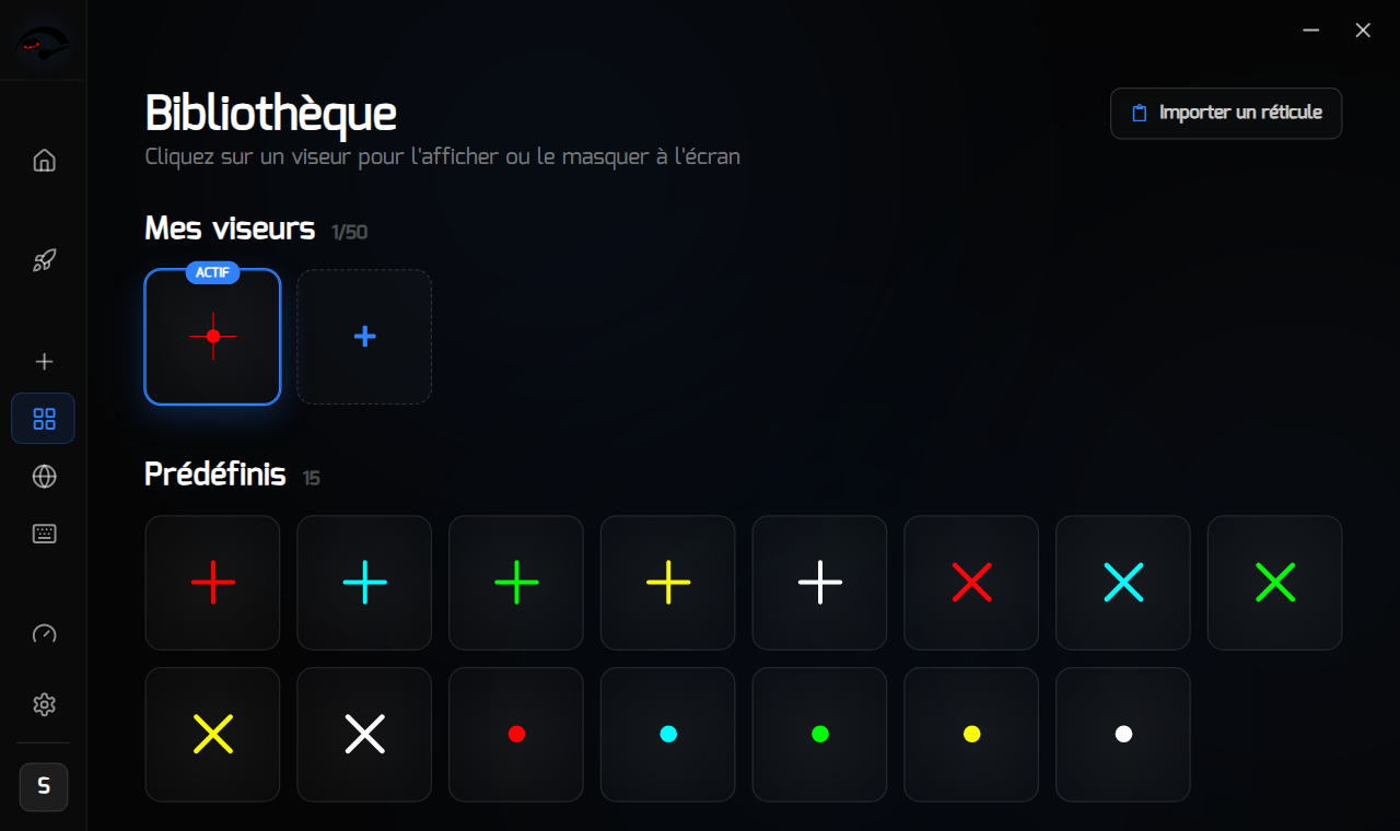 Le réticule terminé, actif dans la Bibliothèque RIP Reticle