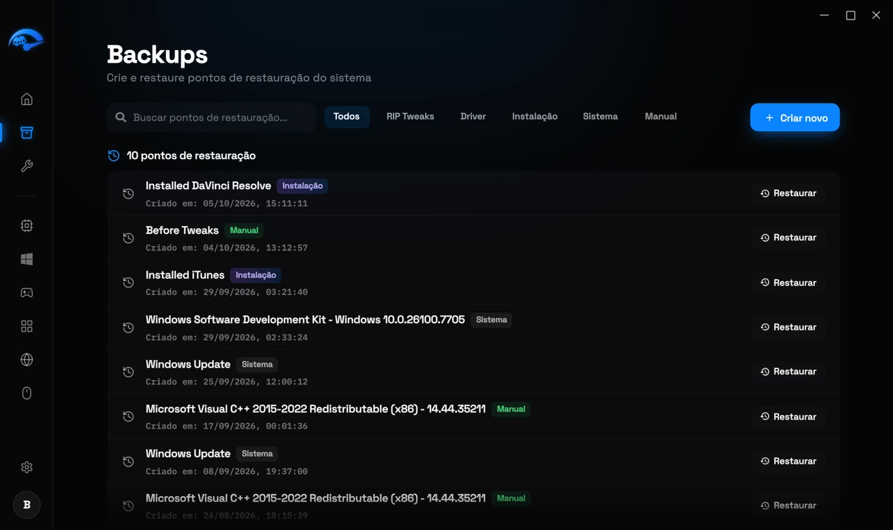 Captura de tela do RIP Tweaks