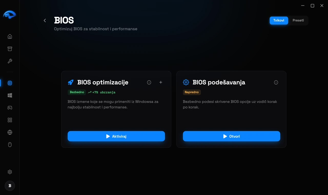 BIOS podstranica u RIP Tweaks